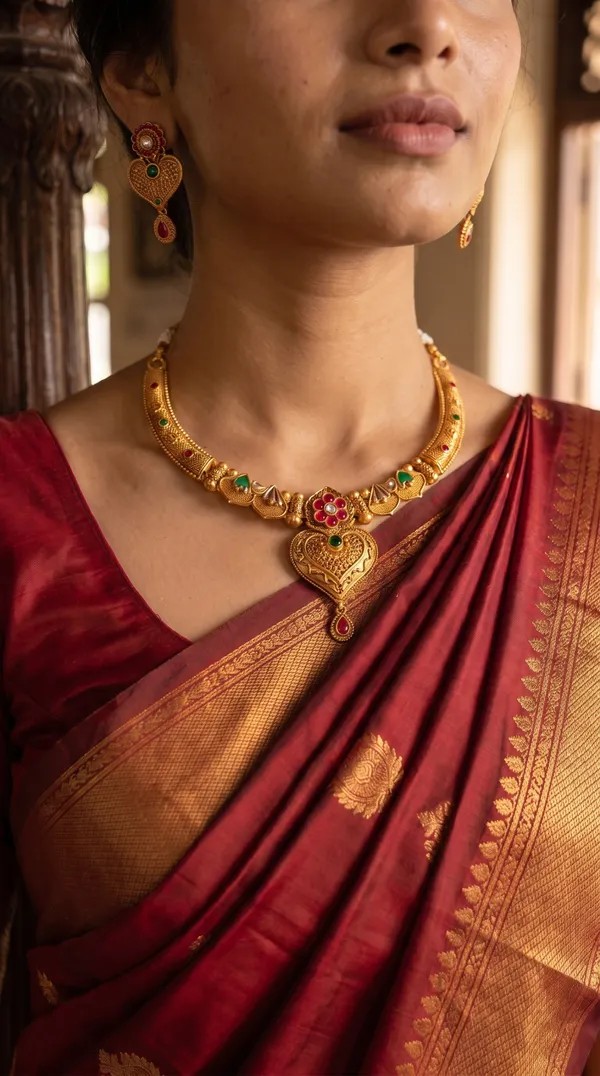 Heart_Motif_Gold-Tone_Necklace_Set_with_Multicolor_Stone_Detailing