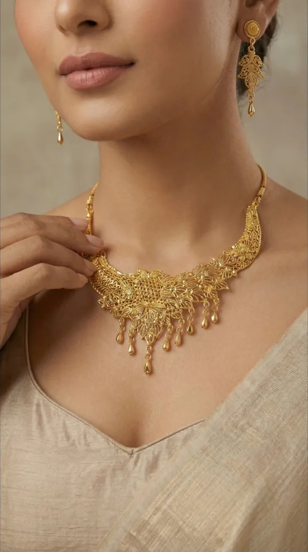 Rose_Gold_Traditional_Gold_Plated_Necklace_Set_With_Earrings_For_Women