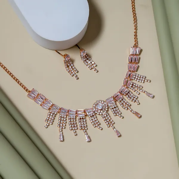 Rose_Gold_Crystal_Fringe_Necklace_Set_with_Sparkling_Baguette_Stones_&_Matching_Drop_Earrings