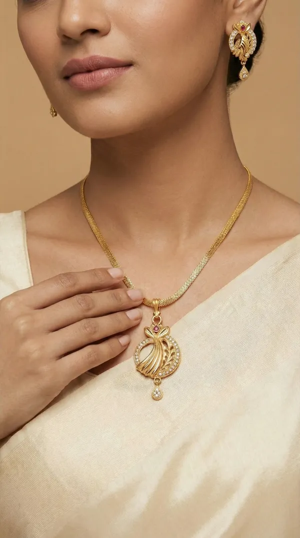 Micro_Gold_Plated_AD_Diamond_Studded_Fancy_Oval_Pendant_Set_with_Chain