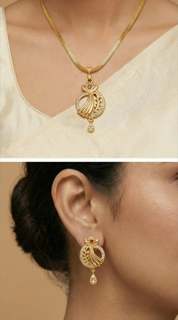 Micro_Gold_Plated_AD_Diamond_Studded_Fancy_Oval_Pendant_Set_with_Chain