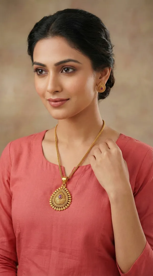 Micro_Gold_Plated_AD_Diamond_Studded_Fancy_Oval_Pendant_Set_with_Chain
