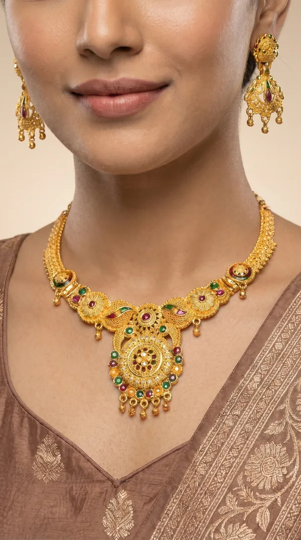Traditional_Gold-Plated_Necklace_Set_with_Earrings