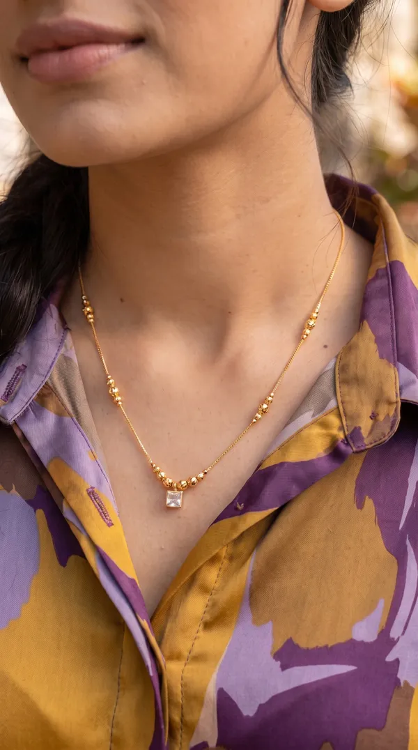 Golden_Beaded_Square_Crystal_Drop_Necklace_Dailywear