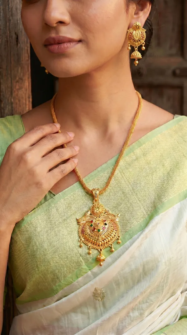 Premium_Gold_Plated_Traditional_Round_Pendant_Necklace_Set