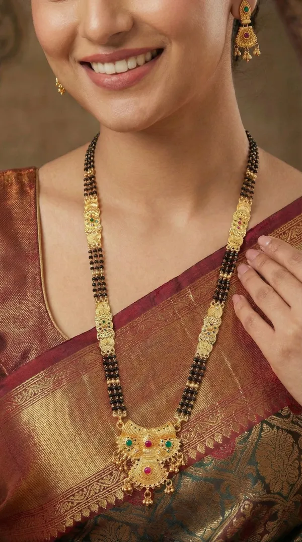 Rose_Gold_Teardrop_Mangalsutra_With_Earrings_For_Women