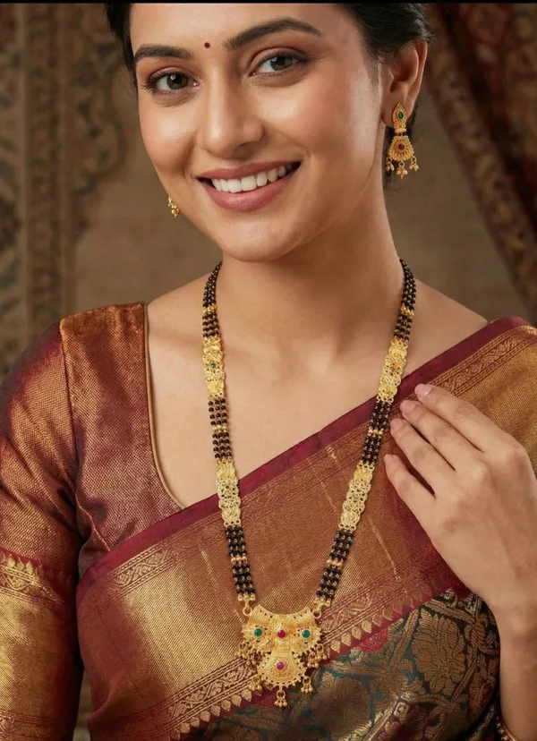 Rose_Gold_Teardrop_Mangalsutra_With_Earrings_For_Women