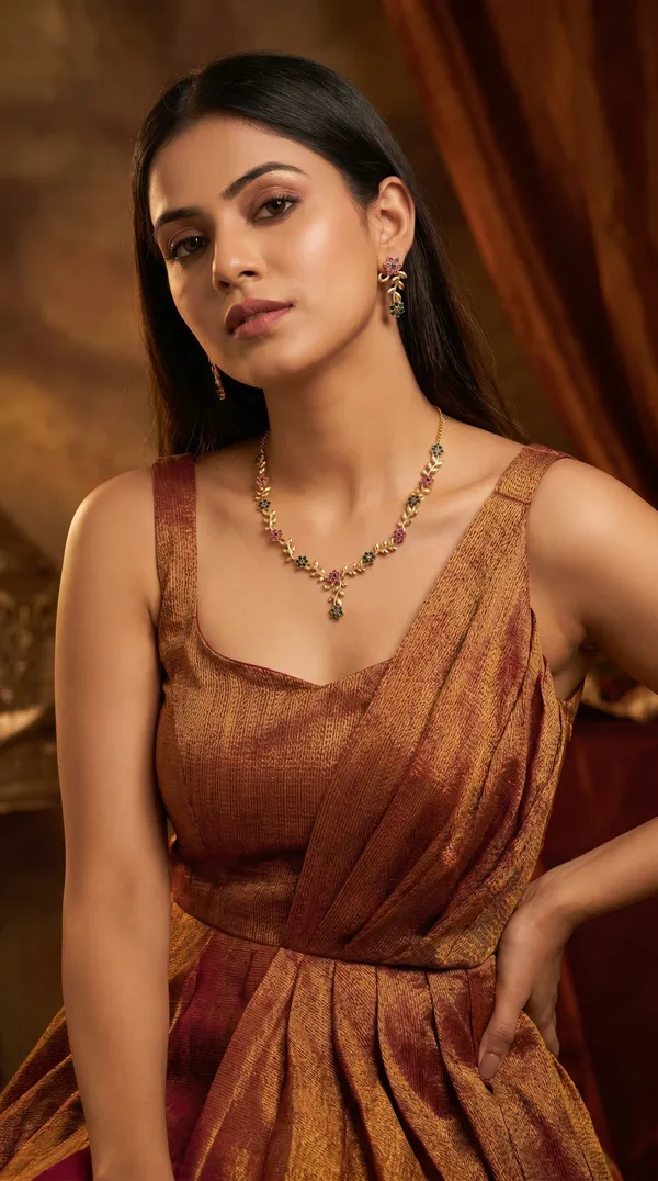 Rose_Gold_Floral_Vine_Necklace_&_Earrings_Set_with_Multi_Stone_Detailing