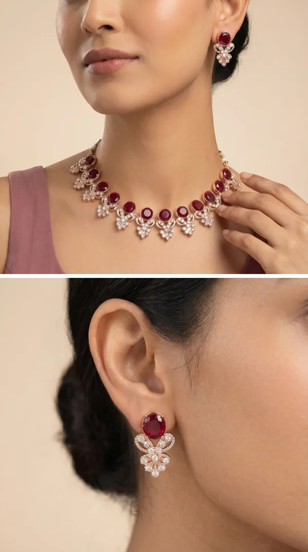 Designer_Maroon_Diamond_Look_Choker_Set_with_Matching_Earrings_for_Women