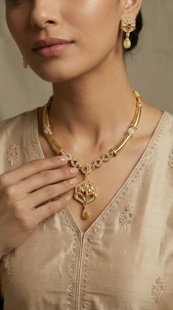 Traditional_Gold-Plated_Necklace_Set_with_Earrings