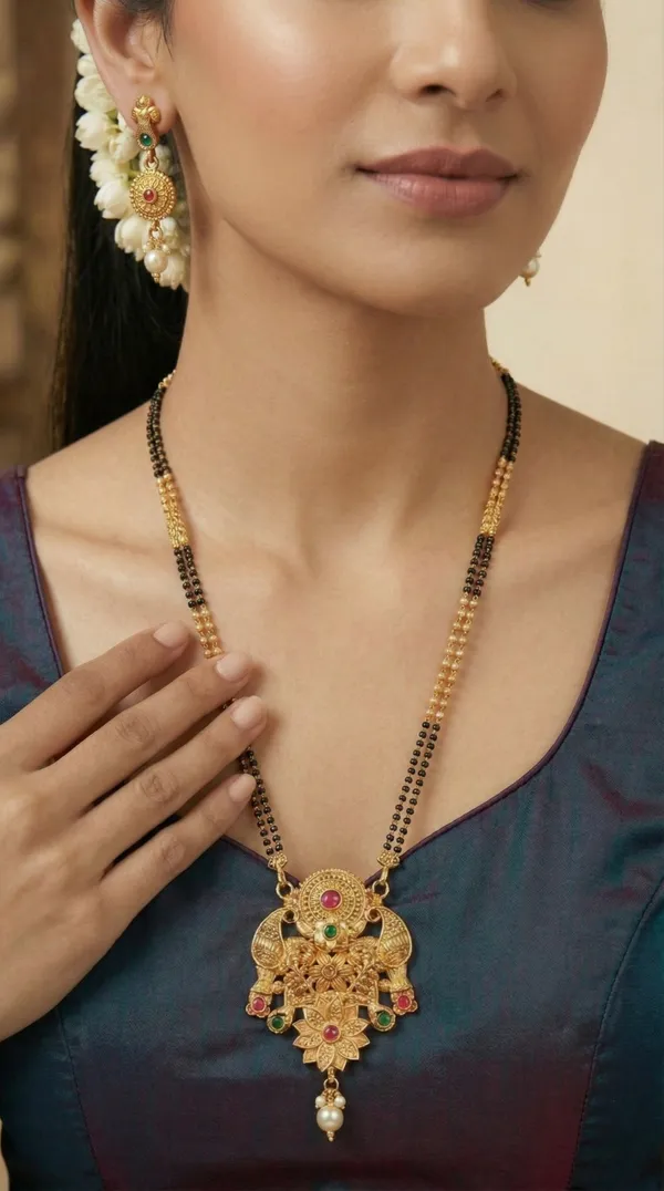 Micro_gold_plated_diamond_studed_fancy_flower_square_mangalsutra