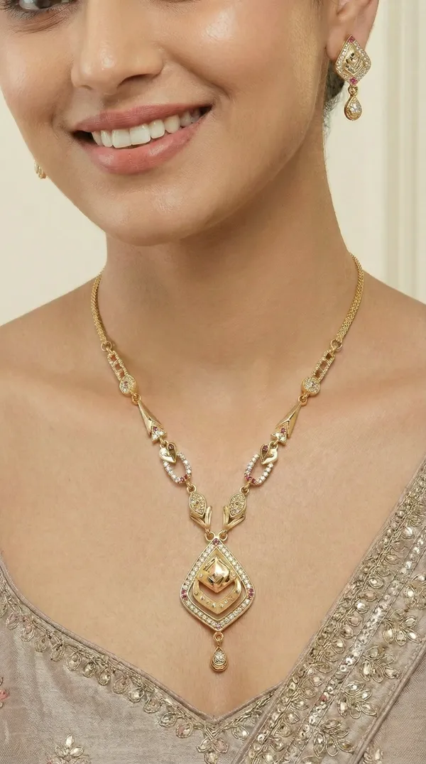 Micro_Gold_Plated_AD_Diamond_Studded_Fancy_Forming_Necklace_with_Earrings_for_Women