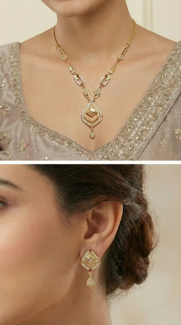 Micro_Gold_Plated_AD_Diamond_Studded_Fancy_Forming_Necklace_with_Earrings_for_Women