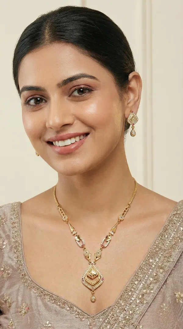 Micro_Gold_Plated_AD_Diamond_Studded_Fancy_Forming_Necklace_with_Earrings_for_Women