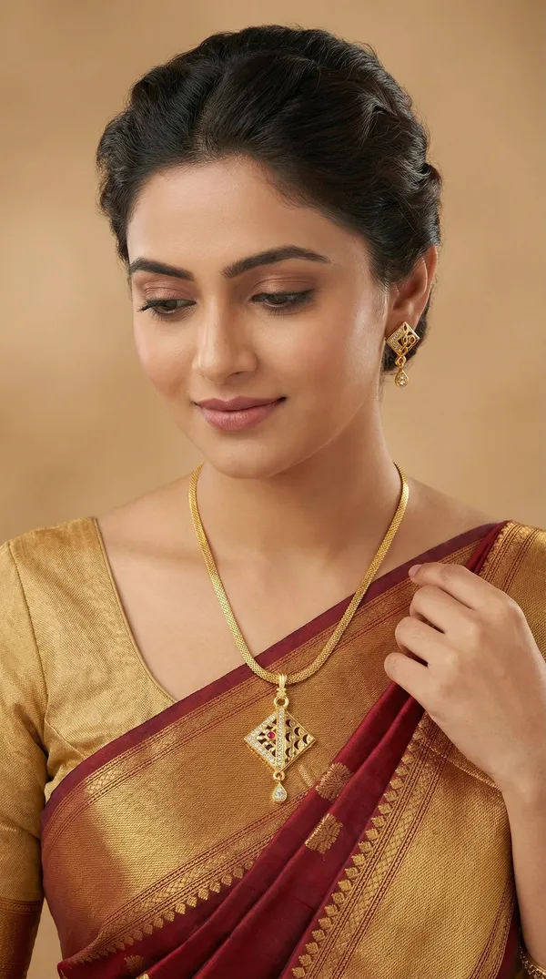 Micro_Gold_Plated_AD_Diamond_Studded_Fancy_Oval_Pendant_Set_with_Chain