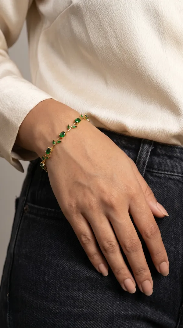 Gold_Plated_Green_Stone_Floral_Design_Bracelet_for_Women