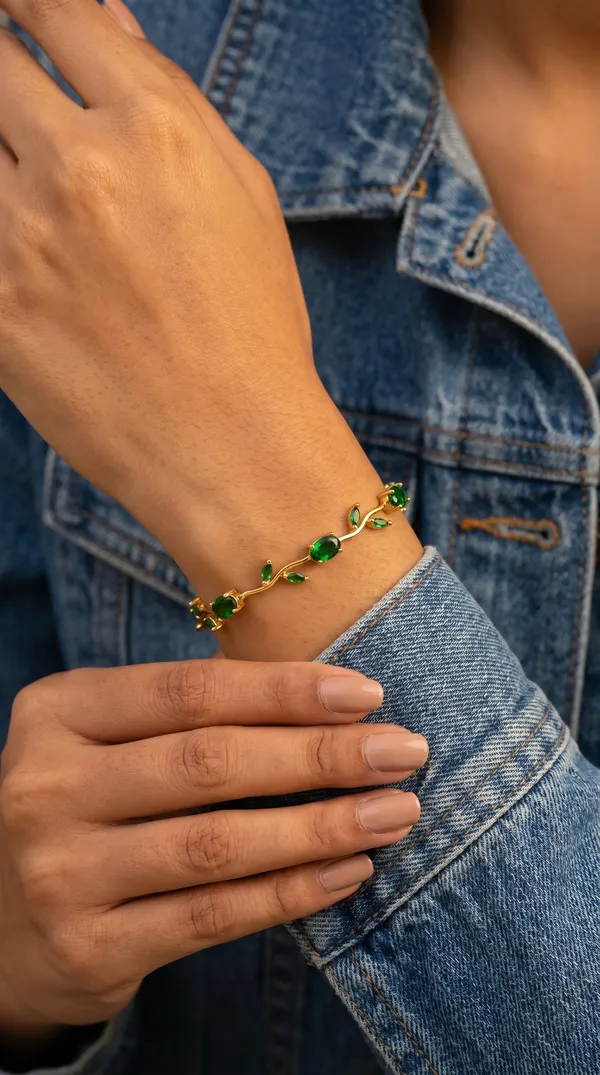 Gold_Plated_Green_Stone_Floral_Design_Bracelet_for_Women