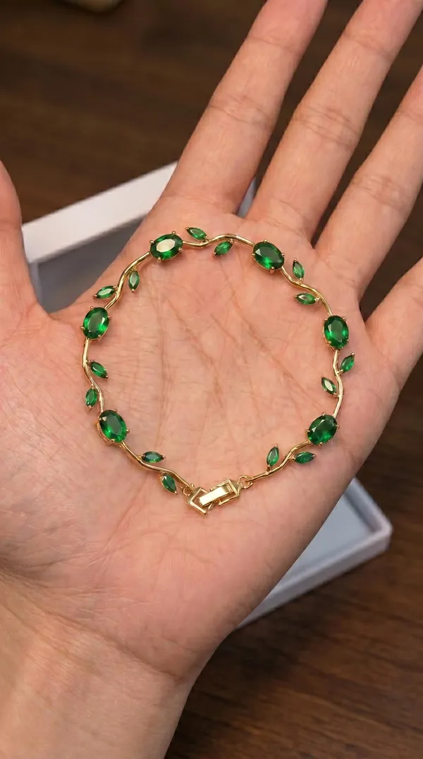Gold_Plated_Green_Stone_Floral_Design_Bracelet_for_Women