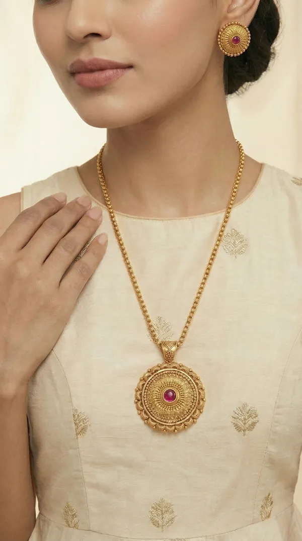 Micro_Gold_Plated_AD_Diamond_Studded_Fancy_Oval_Pendant_Set_with_Chain