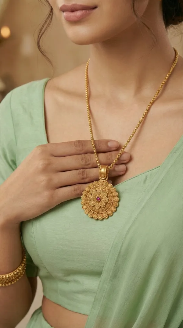 Micro_Gold_Plated_AD_Diamond_Studded_Fancy_Oval_Pendant_Set_with_Chain