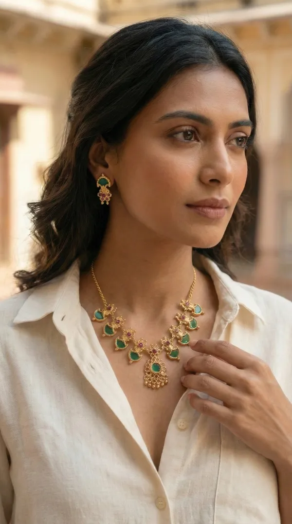 Traditional_Gold-Plated_Necklace_Set_with_Earrings