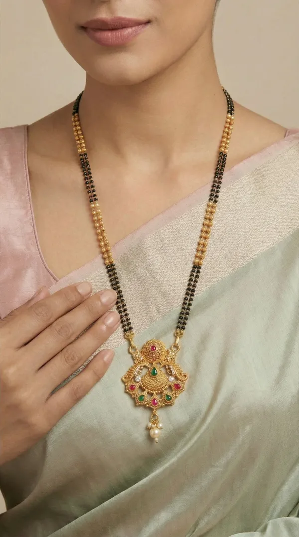 Micro_gold_plated_diamond_studed_fancy_flower_square_mangalsutra