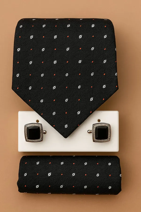Black_Premium_Cotton_Tie_Set_For_Men