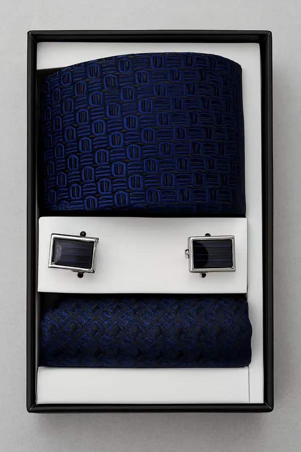 Navy_Blue_Premium_Cotton_Tie_Set_For_Men