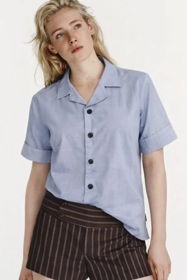 Sky_Blue_Premium_Cotton_Shirt_For_Women