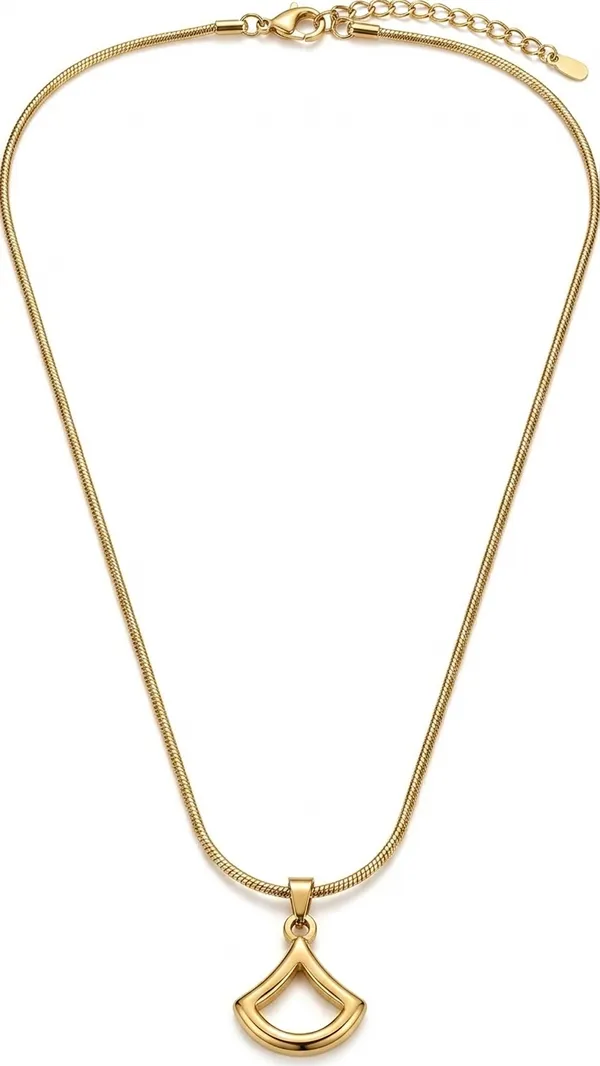 18K_Gold_Plated_Fan-Shaped_Pendant_Necklace_-_Sleek_Snake_Chain_Minimalist_Jewelry_for_Women
