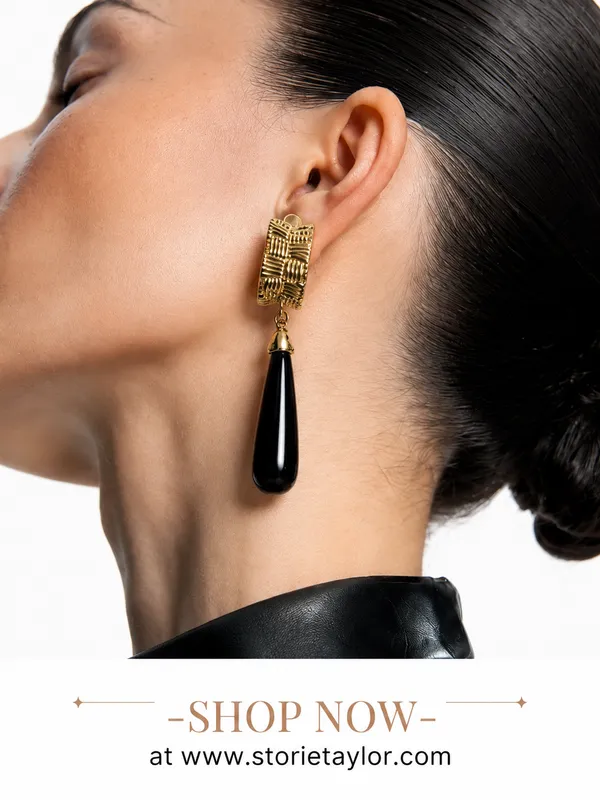Black_Drop_Statement_Earrings_for_Women_|_Premium_Gold-Tone_Geometric_Earrings