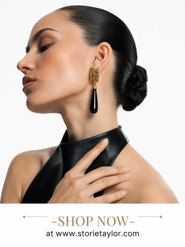 Black_Drop_Statement_Earrings_for_Women_|_Premium_Gold-Tone_Geometric_Earrings