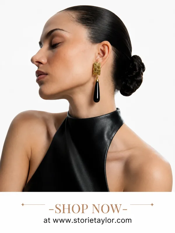 Black_Drop_Statement_Earrings_for_Women_|_Premium_Gold-Tone_Geometric_Earrings
