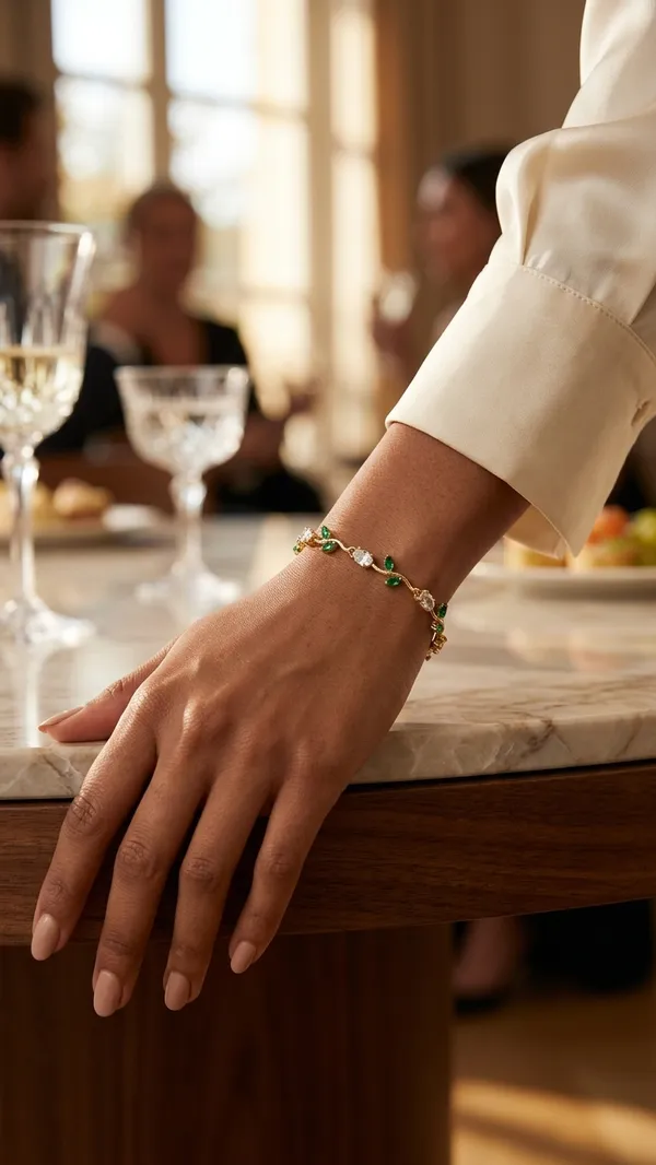 Elegant_Gold-Plated_Emerald_and_Diamond_Stimulated_Vine_Bracelet.
