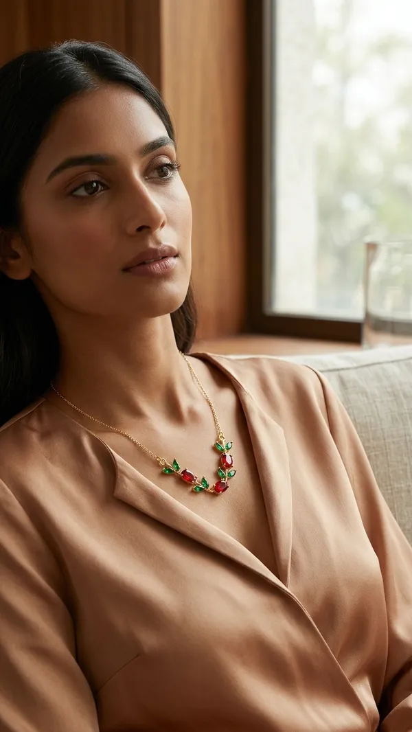 Elegant_Gold-Plated_Ruby_and_Emerald_Stimulated_Floral_Vine_Necklace.