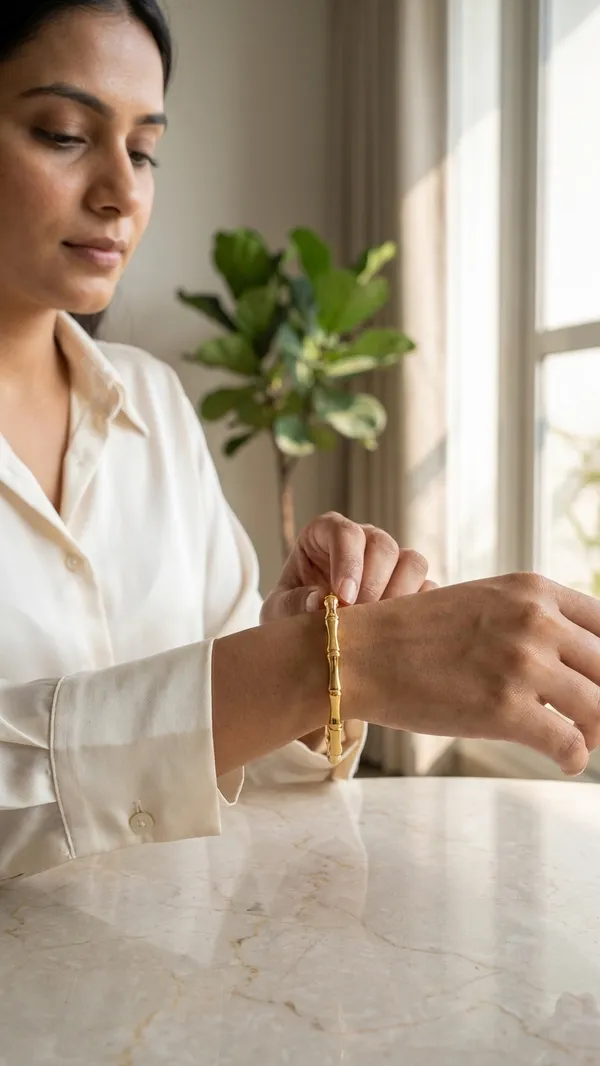 Elegant_Gold-Plated_"Bamboo-Link"_Style_Bangle.