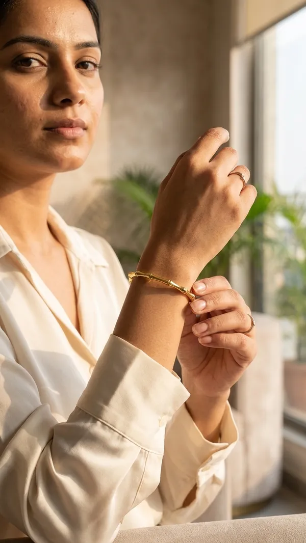 Elegant_Gold-Plated_"Bamboo-Link"_Style_Bangle.