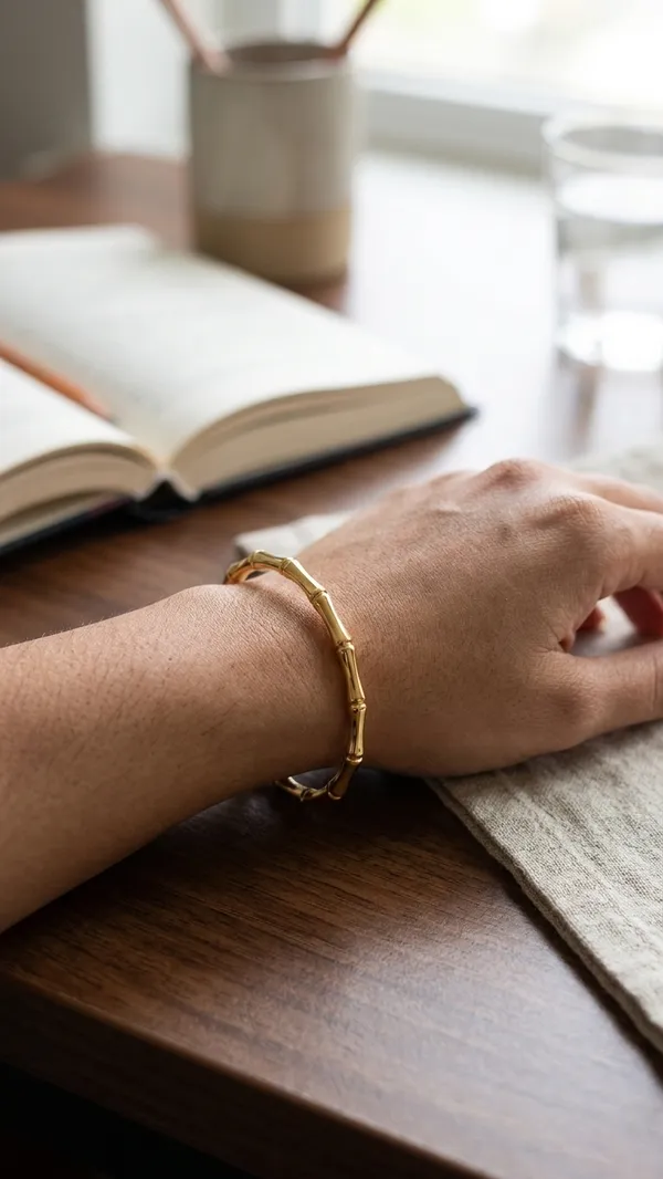 Elegant_Gold-Plated_"Bamboo-Link"_Style_Bangle.
