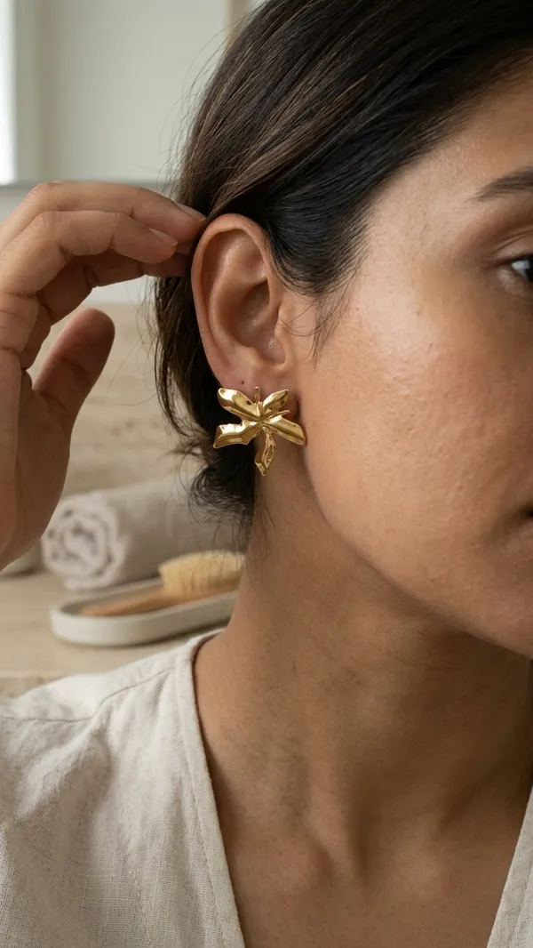 Gold-Tone_Abstract_Floral_Statement_Stud_Earrings_for_Women