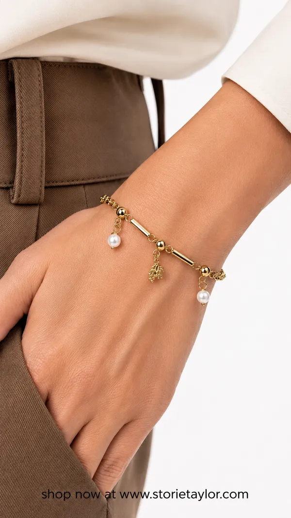 Golden_Pearl_Charm_Bracelet_for_Women_|_Adjustable_Stainless_Steel_Bracelet_|_Trendy_Korean_Style_Jewelry