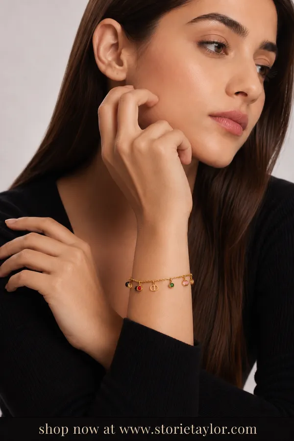 Luxury_Gold-Tone_Multicolor_Charm_Bracelet