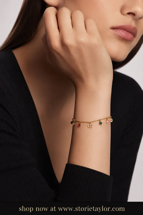 Luxury_Gold-Tone_Multicolor_Charm_Bracelet