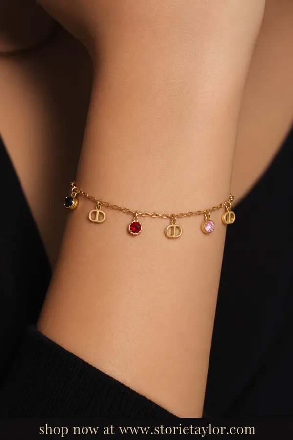 Luxury_Gold-Tone_Multicolor_Charm_Bracelet