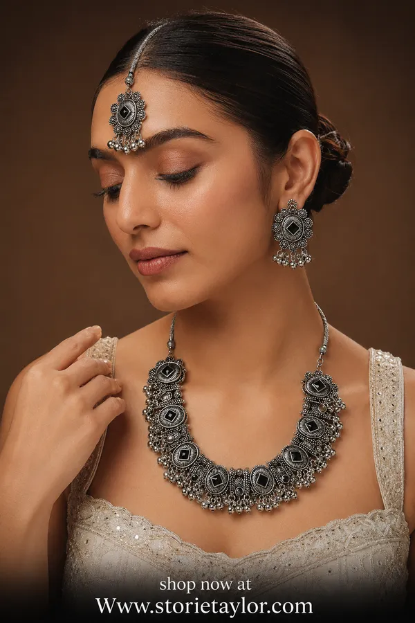 Oxidised_Silver_Plated_Traditional_Necklace_Set_with_Earrings_&_Maang_Tikka_|_Ethnic_Tribal_Jewelry_Set_for_Women