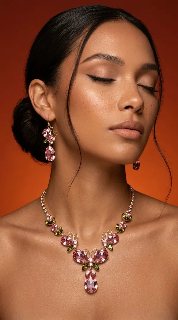 Pink_Butterfly_Crystal_Necklace_Set_with_Earrings_|_Gold_Plated_Floral_Statement_Jewellery