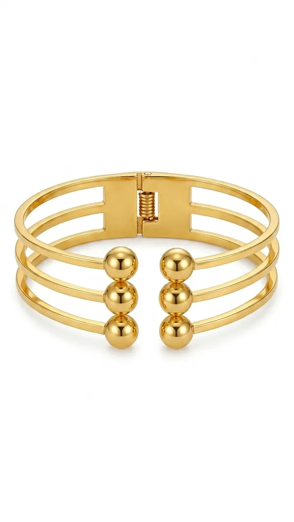 Premium_Gold-Plated_Modern_Statement_Cuff_Bracelet_-_Unique_Open-Front_Design_with_Three_Polished_Gold_Balls