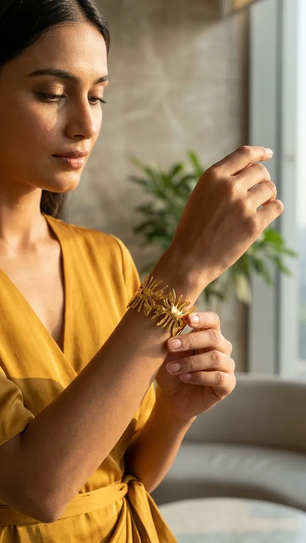 Premium_Gold-Toned_Floral_Motif_Statement_Cuff_Bracelet_–_Adjustable_Open_Bangle
