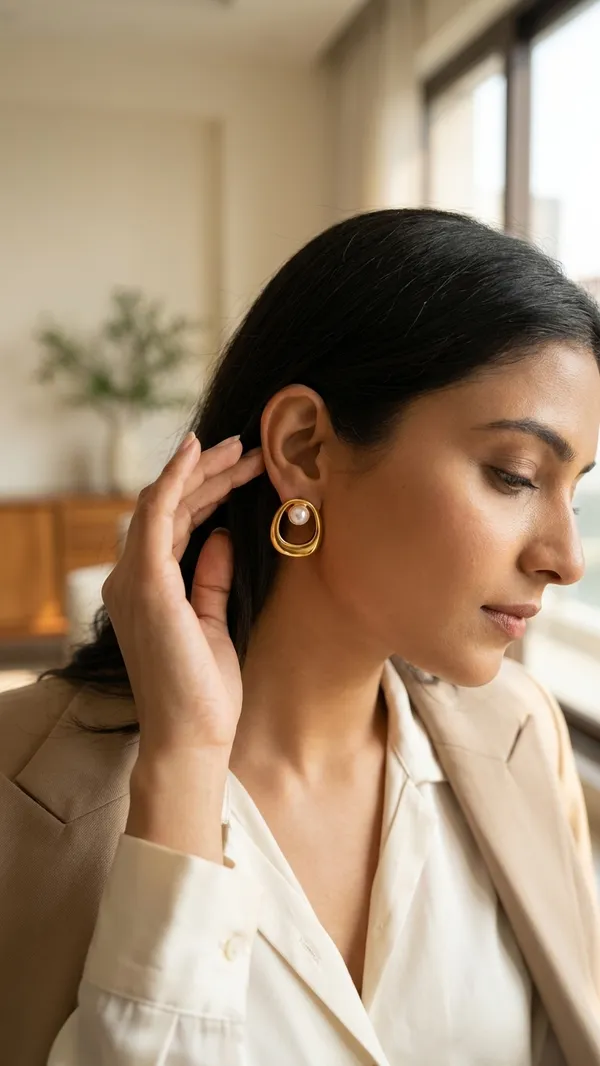 Premium_Pearl_Geometric_Stud_Earrings_for_Women_|_Gold_Plated_Minimalist_Earrings