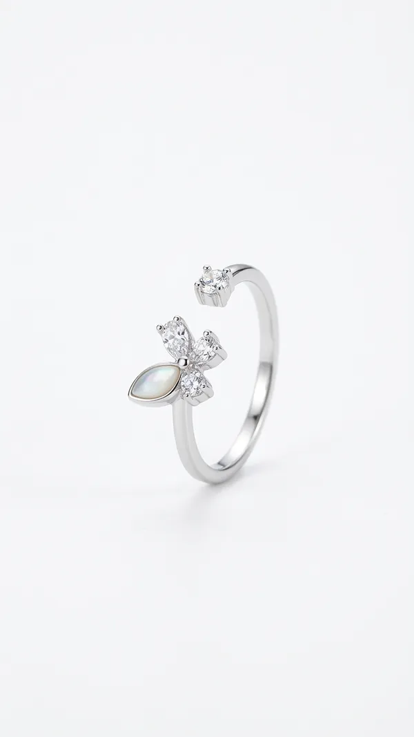 Premium_Silver-Toned_Butterfly_Adjustable_Open_Ring_with_Cubic_Zirconia_and_Mother_of_Pearl_Inlay
