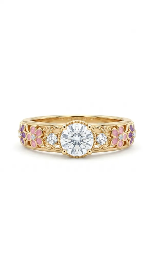 Storie_Taylor_18K_Gold-Plated_Floral_Meenakari_Solitaire_Ring_for_Women_|_Pink_&_Purple_Enamel_Pastel_Flower_Ring